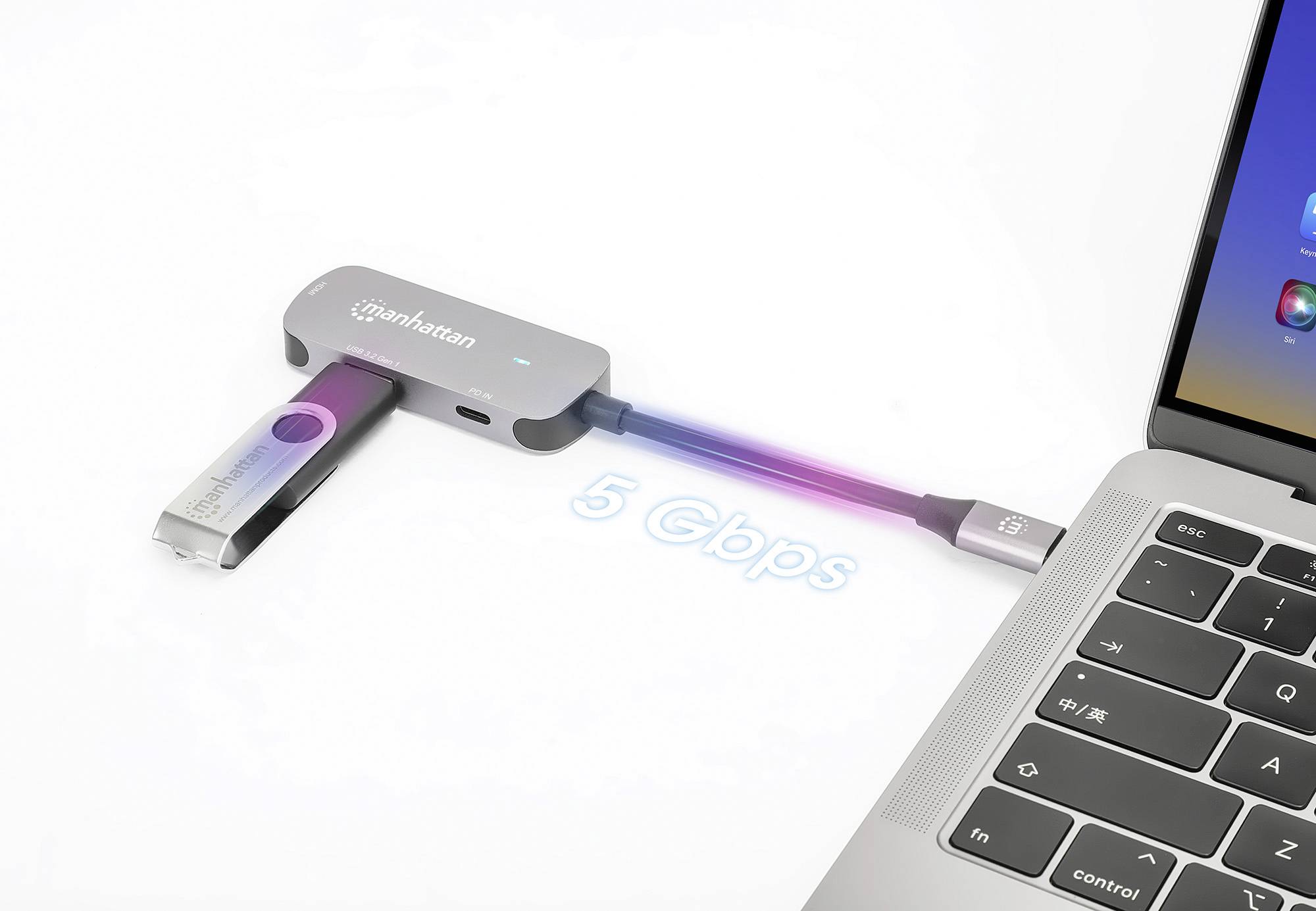 Manhattan Notebook Dockingstation 190299 inkl. Ladefunktion, USB-C® Power Delivery