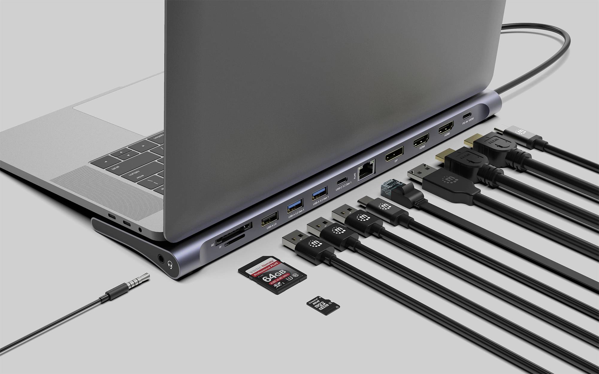 Manhattan Notebook Dockingstation 190305 inkl. Ladefunktion, USB-C® Power Delivery