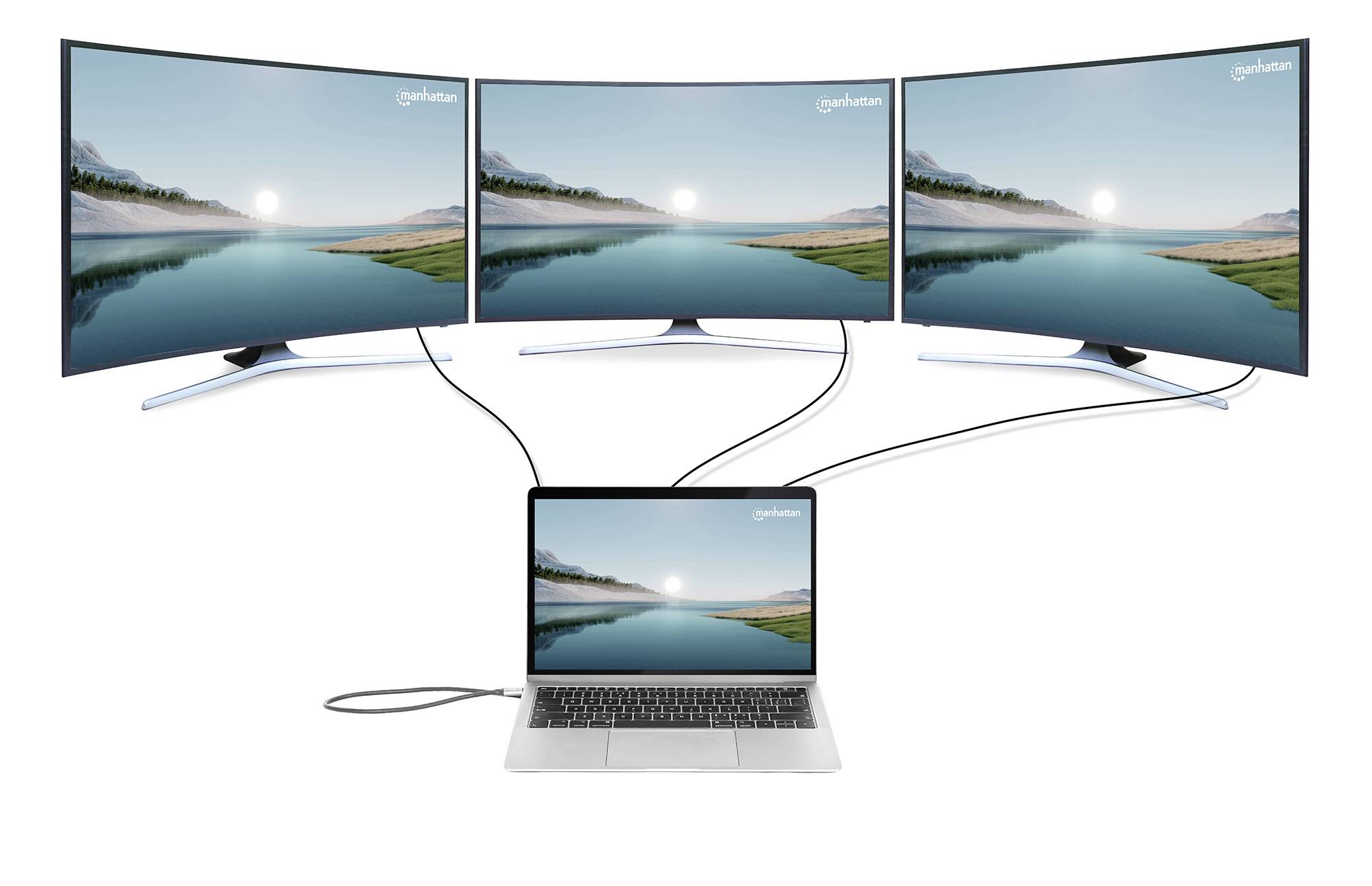 Manhattan Notebook Dockingstation 190305 inkl. Ladefunktion, USB-C® Power Delivery