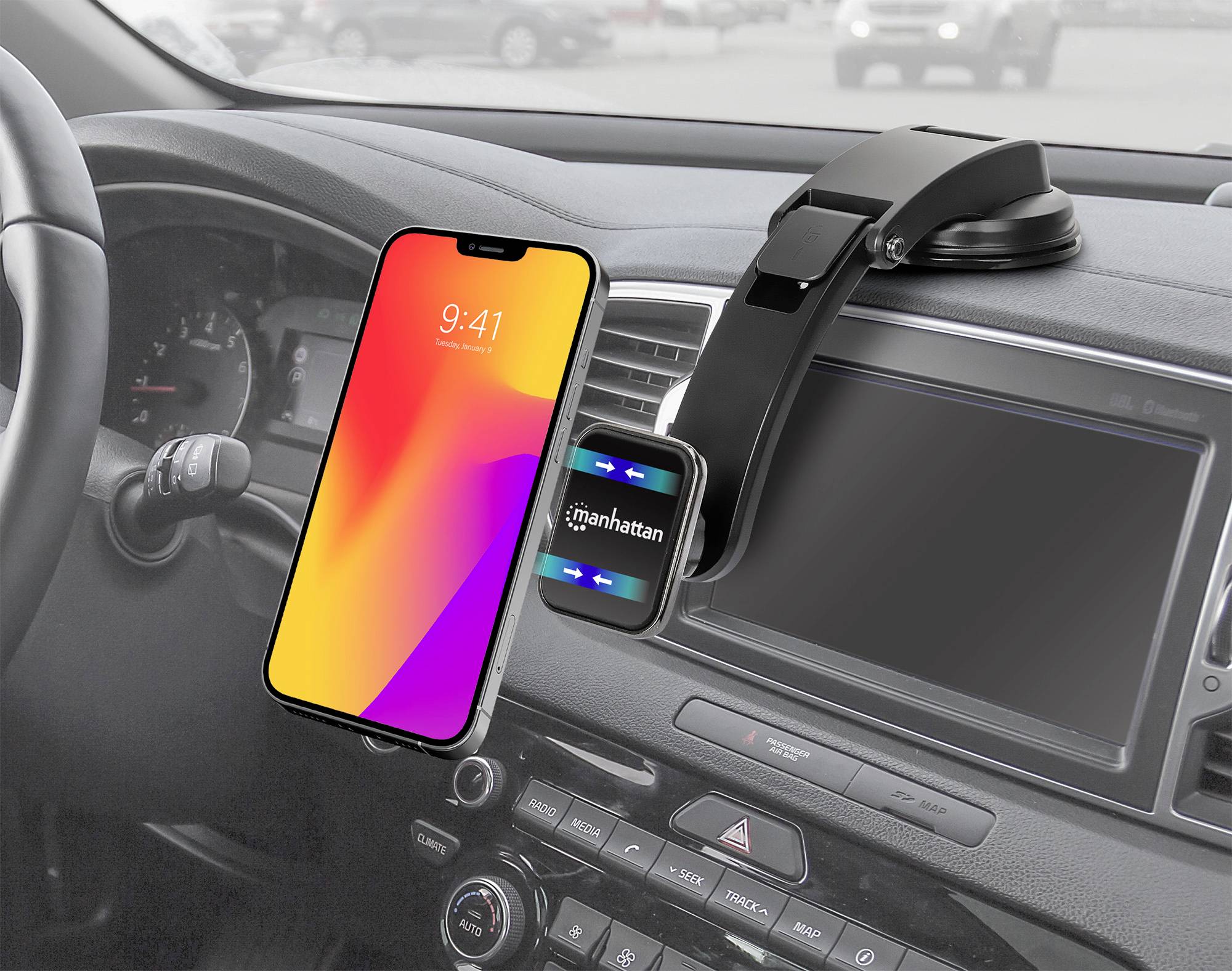 Manhattan Halterung für Kfz für Handy - Armaturenbrett, mit magnetischem Telefonhalter