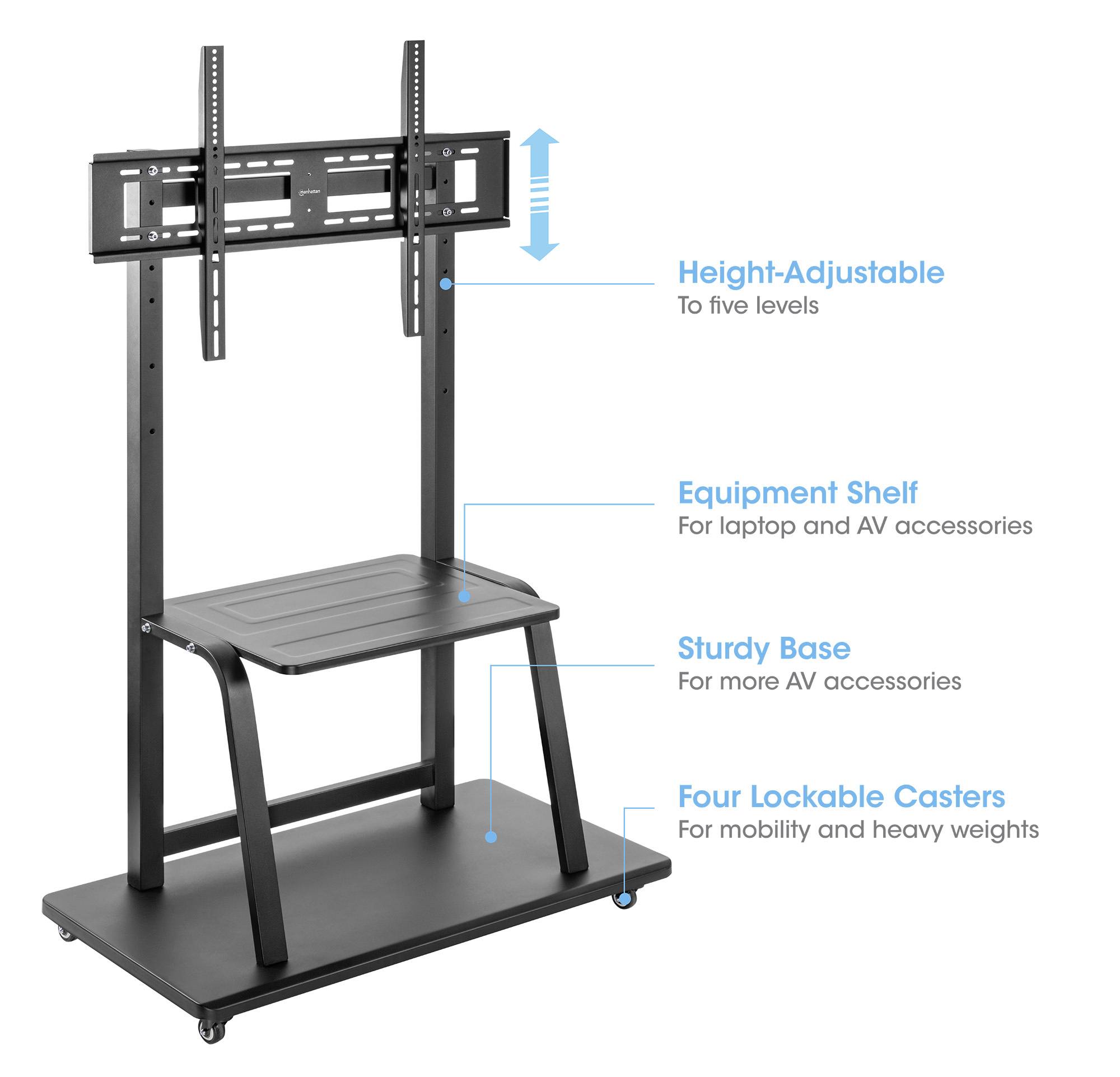 Manhattan Multimedia TV-Ständer auf Rollen mit extrem hoher Traglast 150kg 37" bis 100" TV-Rollwagen Höhenverstellbar 94,0cm