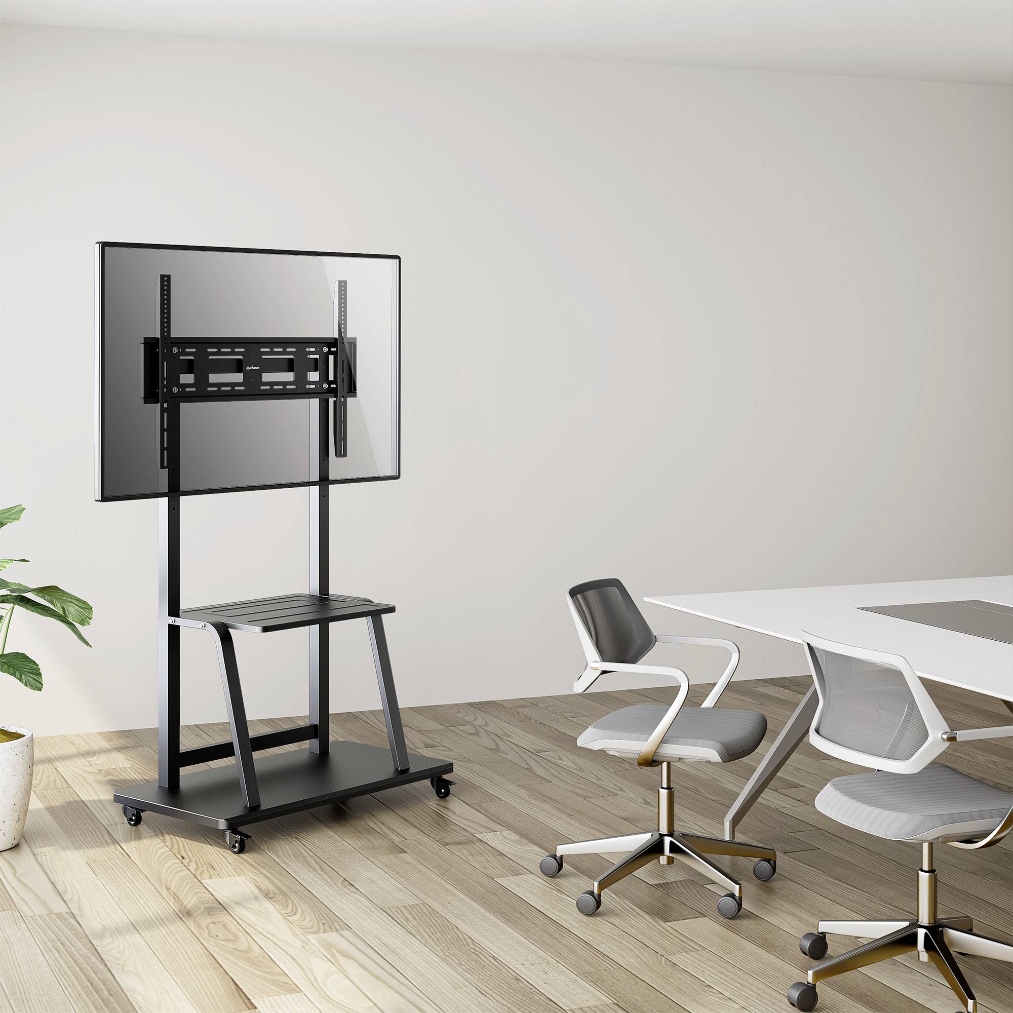 Manhattan Multimedia TV-Ständer auf Rollen mit extrem hoher Traglast 150kg 37" bis 100" TV-Rollwagen Höhenverstellbar 94,0cm