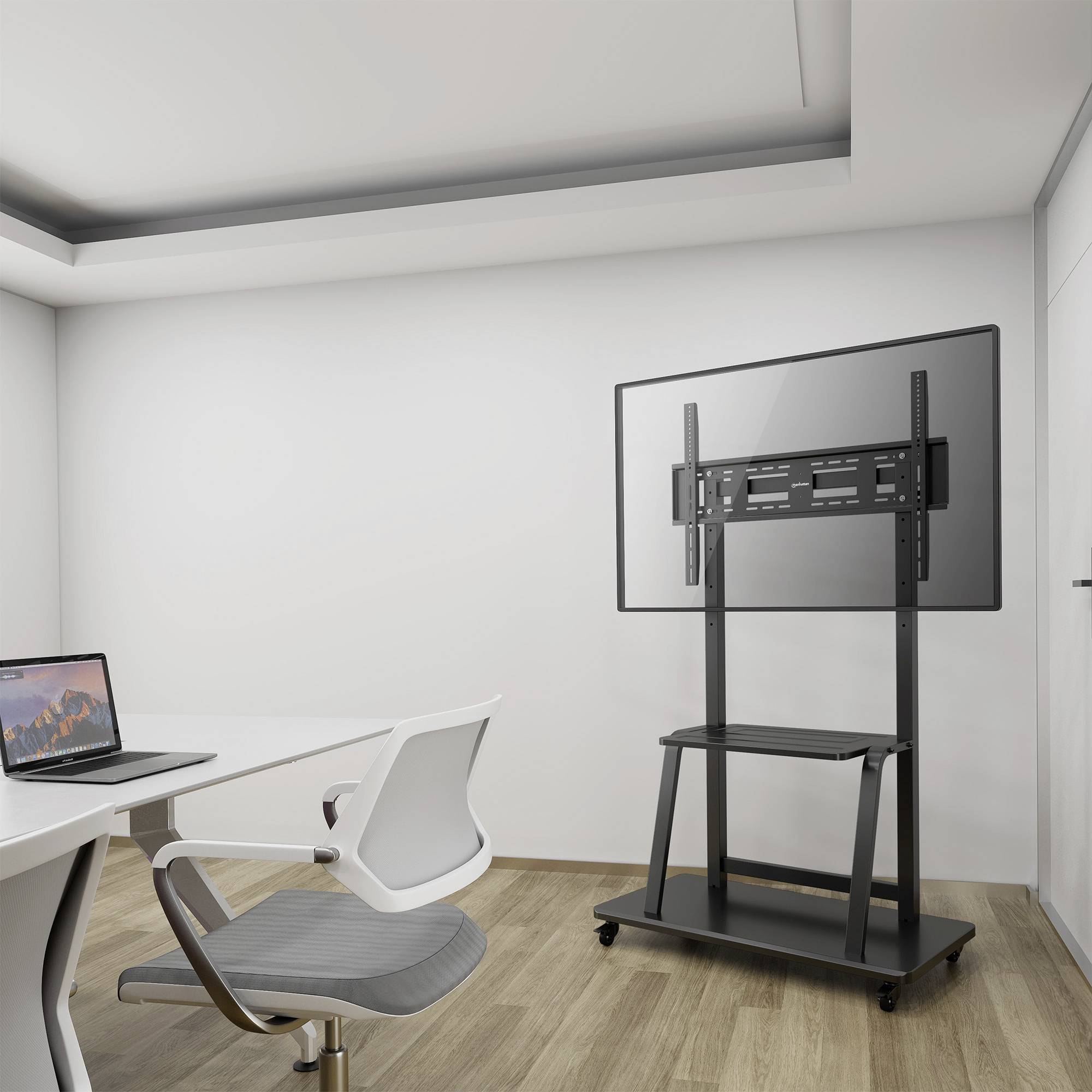 Manhattan Multimedia TV-Ständer auf Rollen mit extrem hoher Traglast 150kg 37" bis 100" TV-Rollwagen Höhenverstellbar 94,0cm