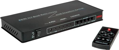 Roline HDMI 4x1 QUAD Multi-Viewer Switch, nahtlose Umschaltung HDMI-Switch Schwarz