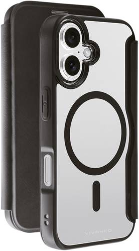 Vivanco MAG PREMIUM Booklet Apple iPhone 16 Schwarz Induktives Laden, Sanddicht, Spritzwasserfest, S