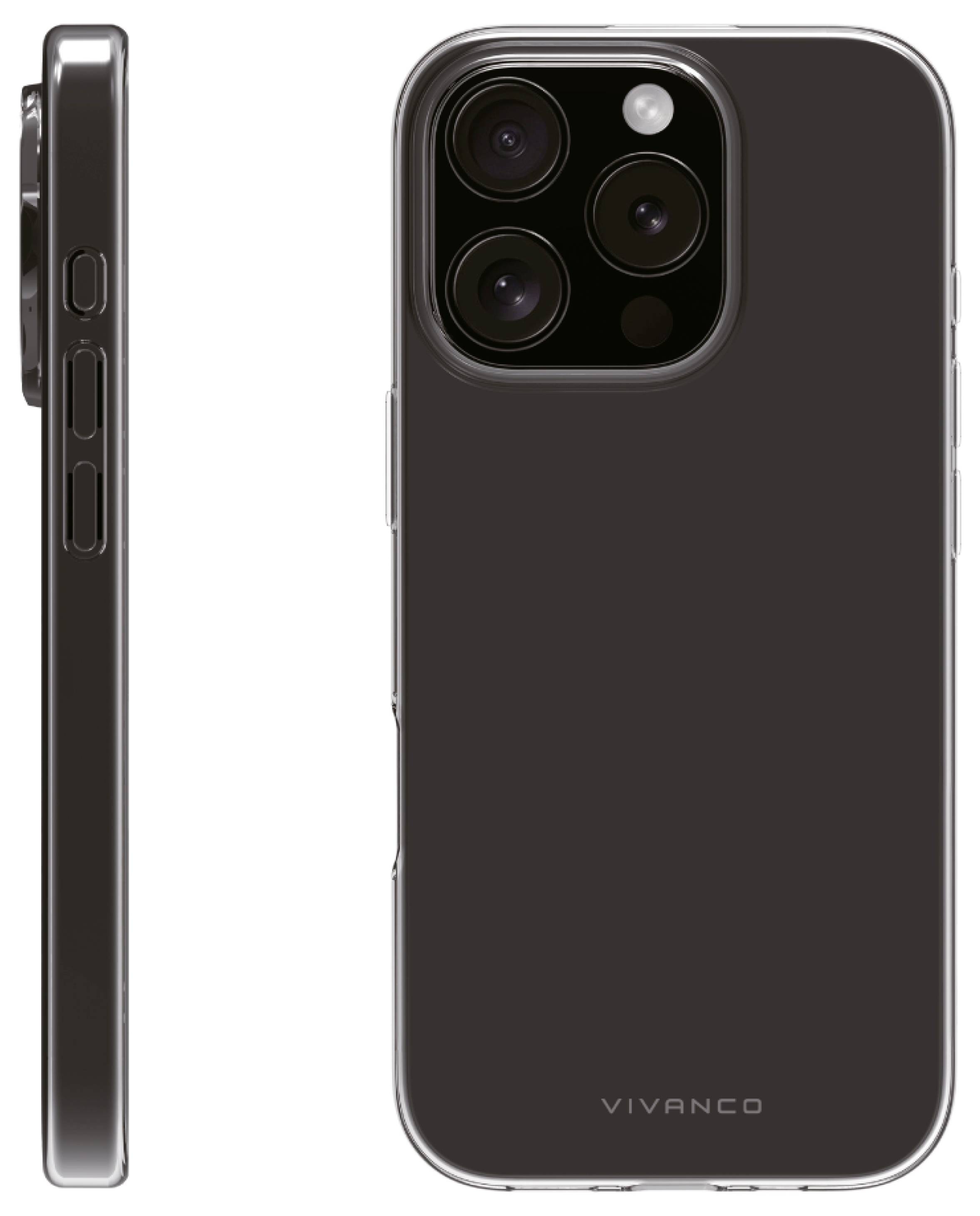 Ein Smartphone mit schwarzer Rückseite und großem Kameraobjektiv, seitlich und von hinten gezeigt.