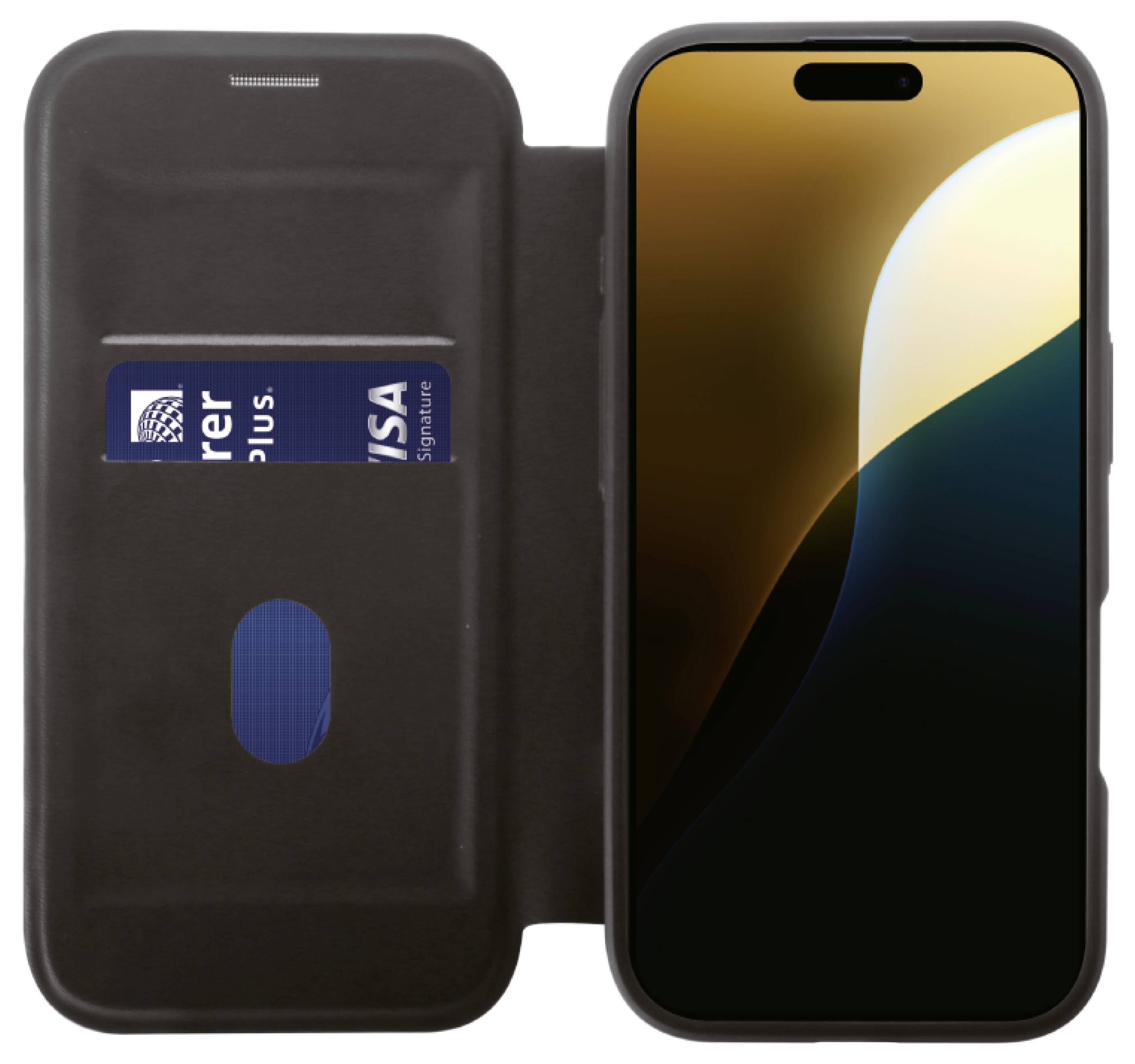 Vivanco MAG PREMIUM Booklet Apple iPhone 16 Pro Max Schwarz Induktives Laden, Sanddicht, Spritzwasserfest, Staubdicht, Stoßfest