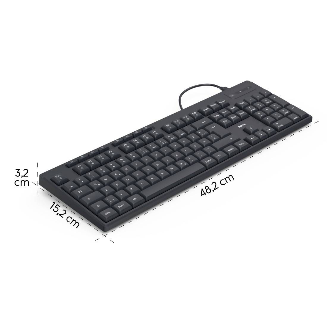 Hama CK-200 USB Tastatur Deutsch, QWERTZ Schwarz Multimediatasten