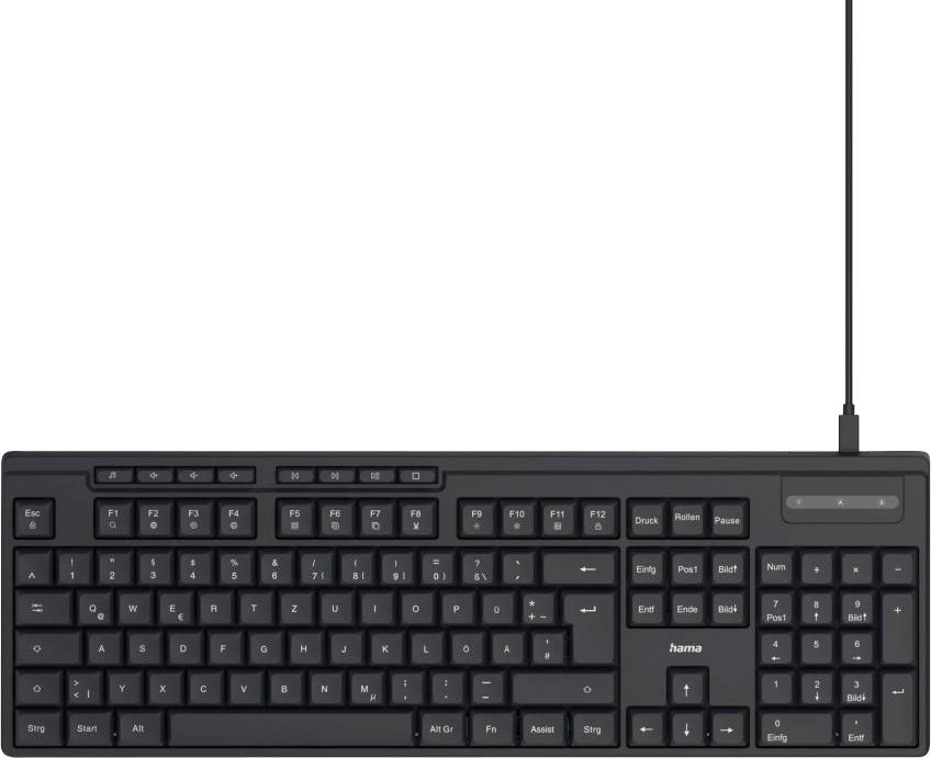 Hama CK-200 USB Tastatur Deutsch, QWERTZ Schwarz Multimediatasten