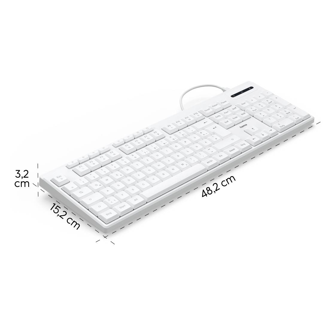 Hama CK-200 USB Tastatur Deutsch, QWERTZ Weiß Multimediatasten