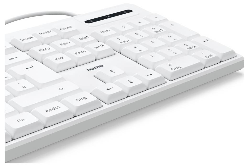Hama CK-200 USB Tastatur Deutsch, QWERTZ Weiß Multimediatasten