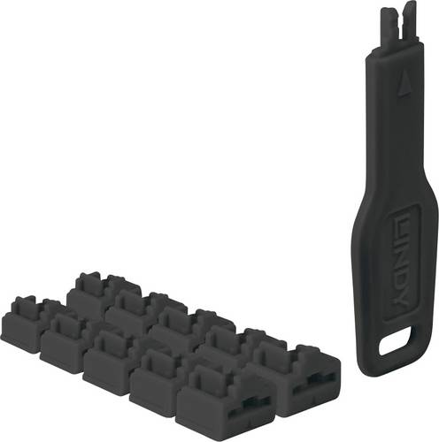 LINDY 47891 RJ-45-Portschlösser + Schlüssel Schwarz