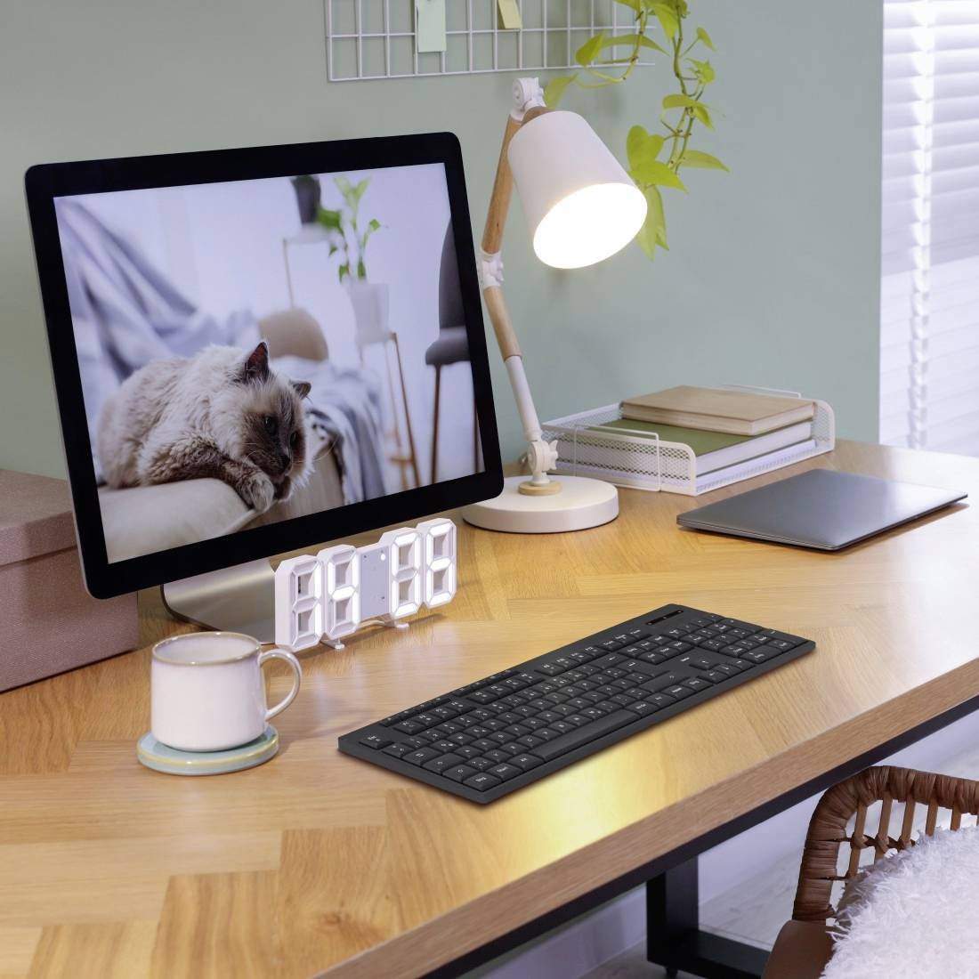 Hama WK-200 Funk Tastatur Deutsch, QWERTZ Schwarz Multimediatasten