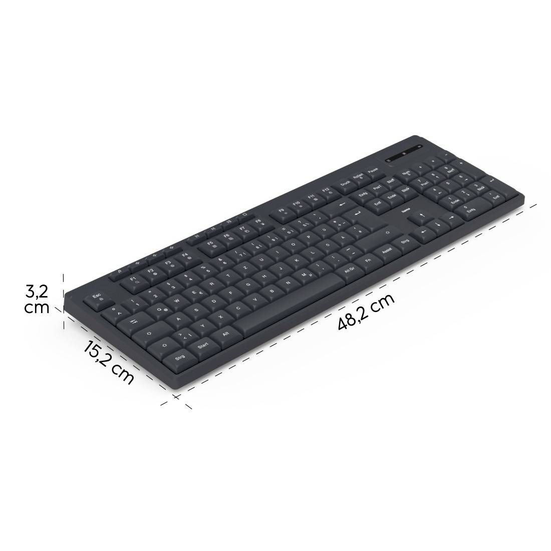 Hama WK-200 Funk Tastatur Deutsch, QWERTZ Schwarz Multimediatasten