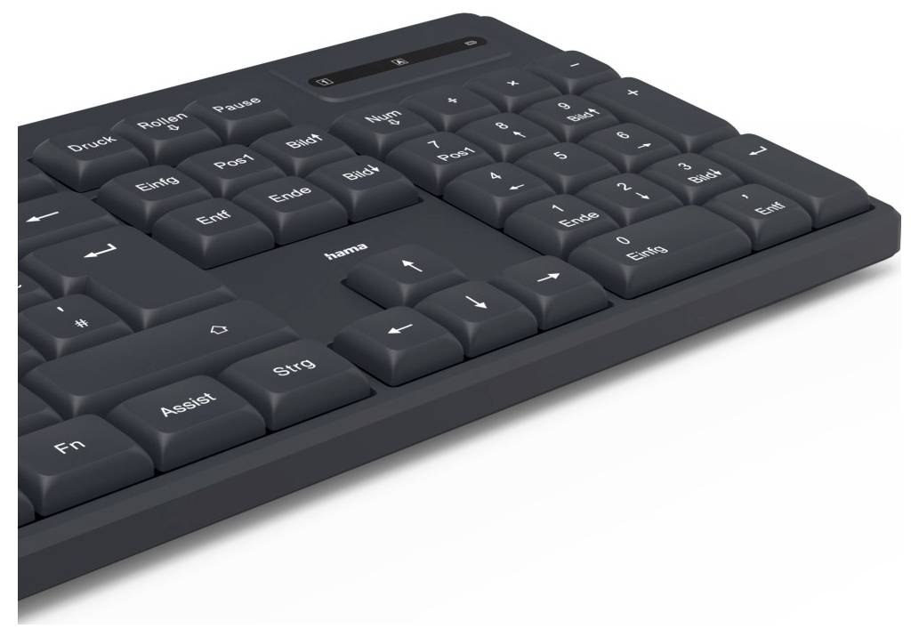 Hama WK-200 Funk Tastatur Deutsch, QWERTZ Schwarz Multimediatasten