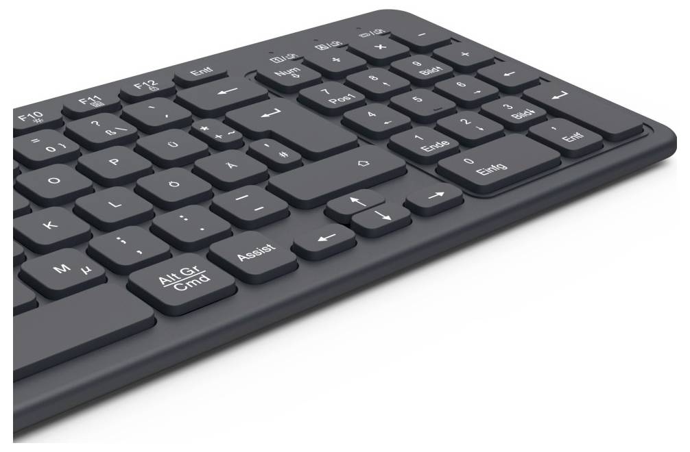 Hama WK-300 Bluetooth® Tastatur Deutsch, QWERTZ Schwarz Multimediatasten