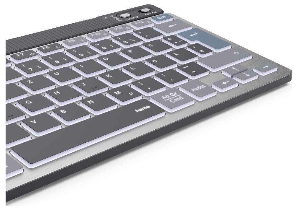 Hama WK-700 Bluetooth® Tastatur Deutsch, QWERTZ Schwarz Multimediatasten