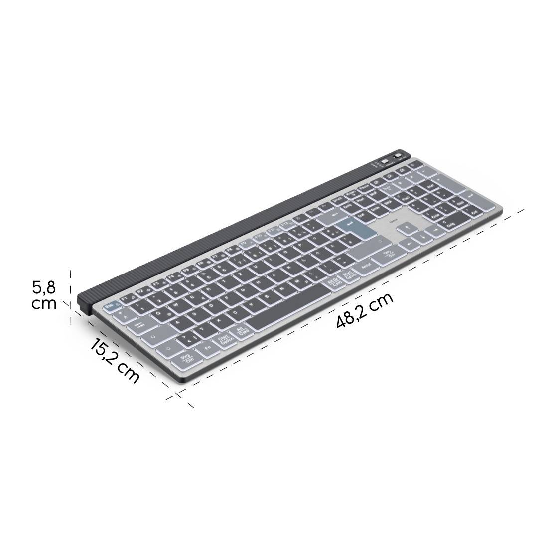 Hama WK-750 Bluetooth® Tastatur Deutsch, QWERTZ Schwarz Multimediatasten