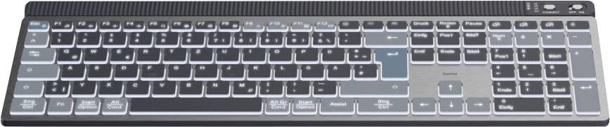 Hama WK-750 Bluetooth® Tastatur Deutsch, QWERTZ Schwarz Multimediatasten