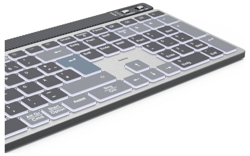 Hama WK-750 Bluetooth® Tastatur Deutsch, QWERTZ Schwarz Multimediatasten