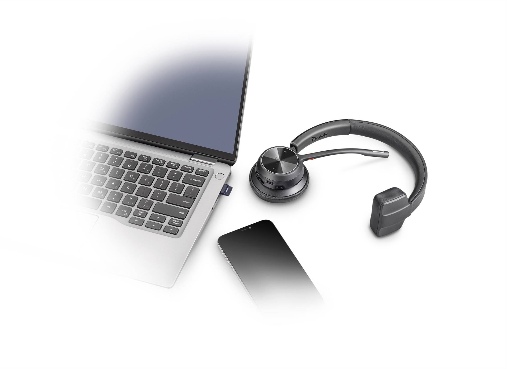 HP Poly Voyager 4310 UC Mono On Ear Headset Bluetooth® Mono Schwarz Noise Cancelling Lautstärkeregelung, inkl. Lade- und