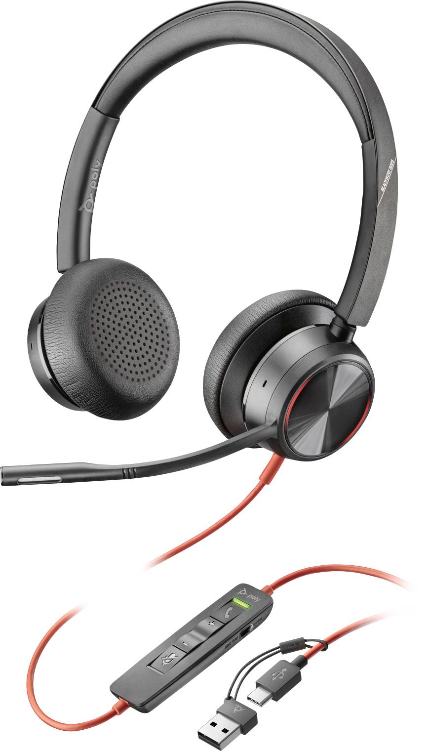 HP Poly Blackwire 8225 On Ear Headset kabelgebunden Stereo Schwarz Noise Cancelling Headset, Lautstärkeregelung