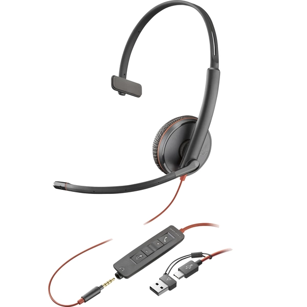 HP Poly Blackwire C3215 Over Ear Headset kabelgebunden Mono Schwarz Headset, Lautstärkeregelung, Mikrofon-Stummschaltung Computer HP Poly Blackwire C3215 Over Ear Headset kabelgebunden Mono Schwarz Headset, Lautstärkeregelung, Mikrofon-Stummschaltung Computer