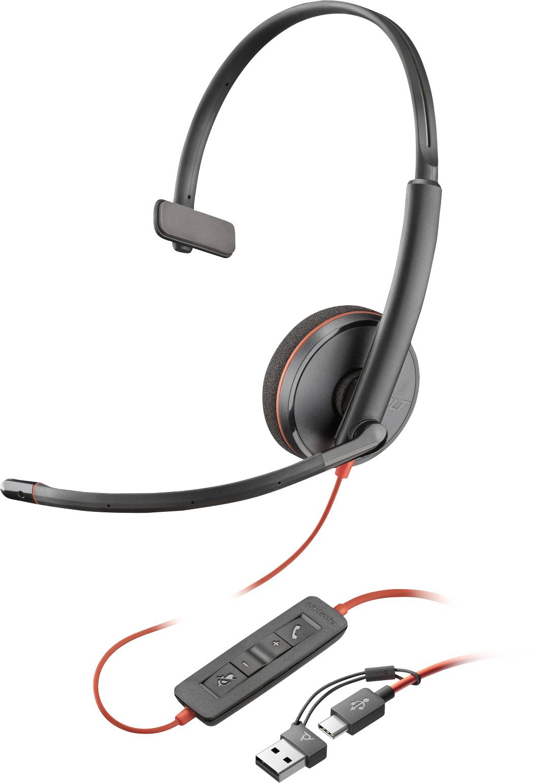 HP Poly Blackwire C3210 Over Ear Headset kabelgebunden Mono Schwarz Headset, Lautstärkeregelung, Mi