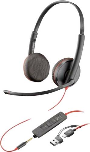 HP Poly Blackwire C3225 Over Ear Headset kabelgebunden Stereo Schwarz Headset, Lautstärkeregelung