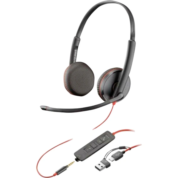HP Poly Blackwire C3225 Over Ear Headset kabelgebunden Stereo Schwarz Headset, Lautstärkeregelung, Mikrofon-Stummschaltung HP Poly Blackwire C3225 Over Ear Headset kabelgebunden Stereo Schwarz Headset, Lautstärkeregelung, Mikrofon-Stummschaltung