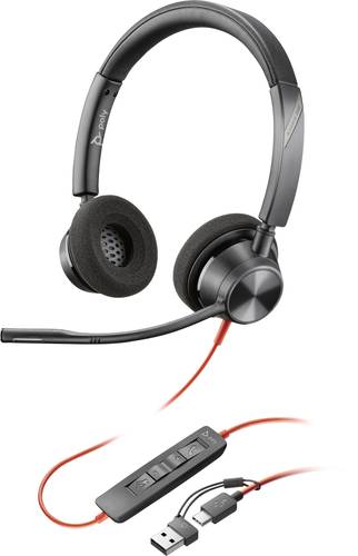 HP Poly Blackwire C3320 On Ear Headset kabelgebunden Stereo Schwarz Mikrofon-Rauschunterdrückung He