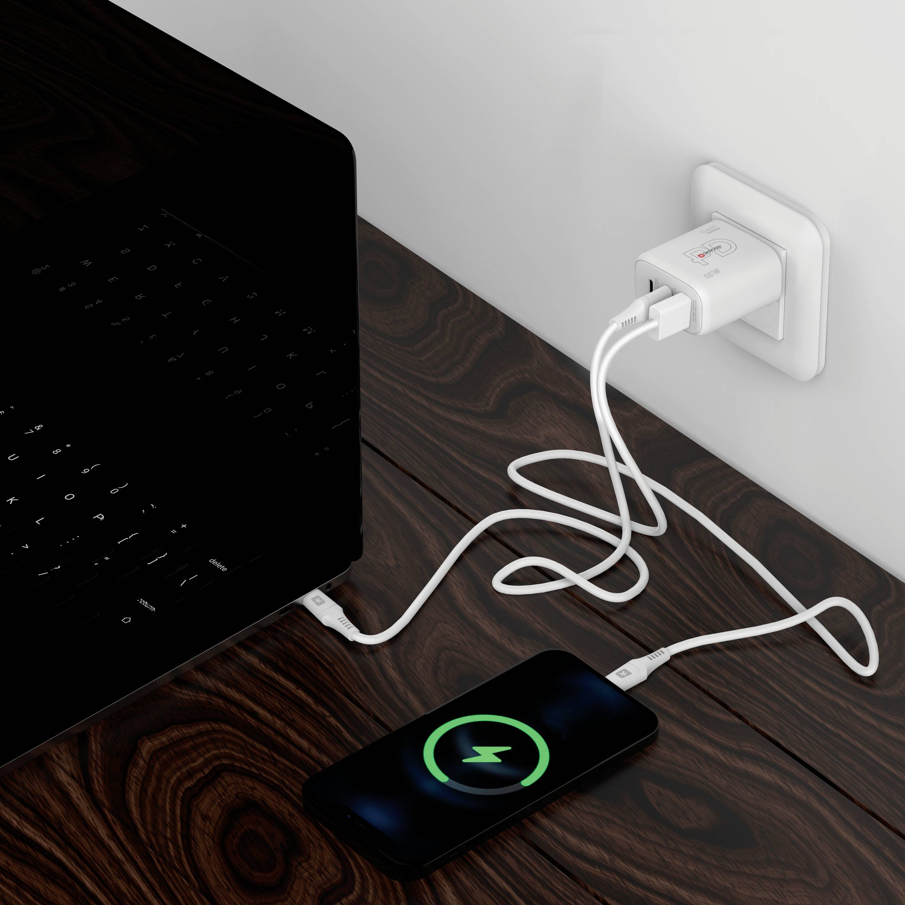 Skross Power Charger 65W PD GaN EU USB Ladegerät 65W 1x USB-A, 2x USB-C® USB PD Weiß Innenbereich