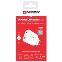 Skross Power Charger 65W PD GaN EU USB Ladegerät 65W 1x USB-A, 2x USB-C® USB PD Weiß Innenbereich Skross Power Charger 65W PD GaN EU USB Ladegerät 65W 1x USB-A, 2x USB-C® USB PD Weiß Innenbereich