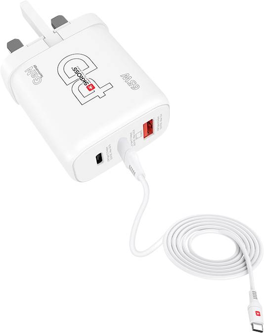 Skross Power Charger 65W PD GaN Combo+ UK USB Ladegerät 65 W 1x USB-A, 2x USB-C® USB PD Weiß Innen
