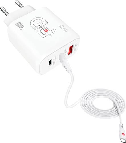 Skross Power Charger 65W PD GaN Combo+ EU USB Ladegerät 65W 1x USB-A, 2x USB-C® USB PD Weiß Innen