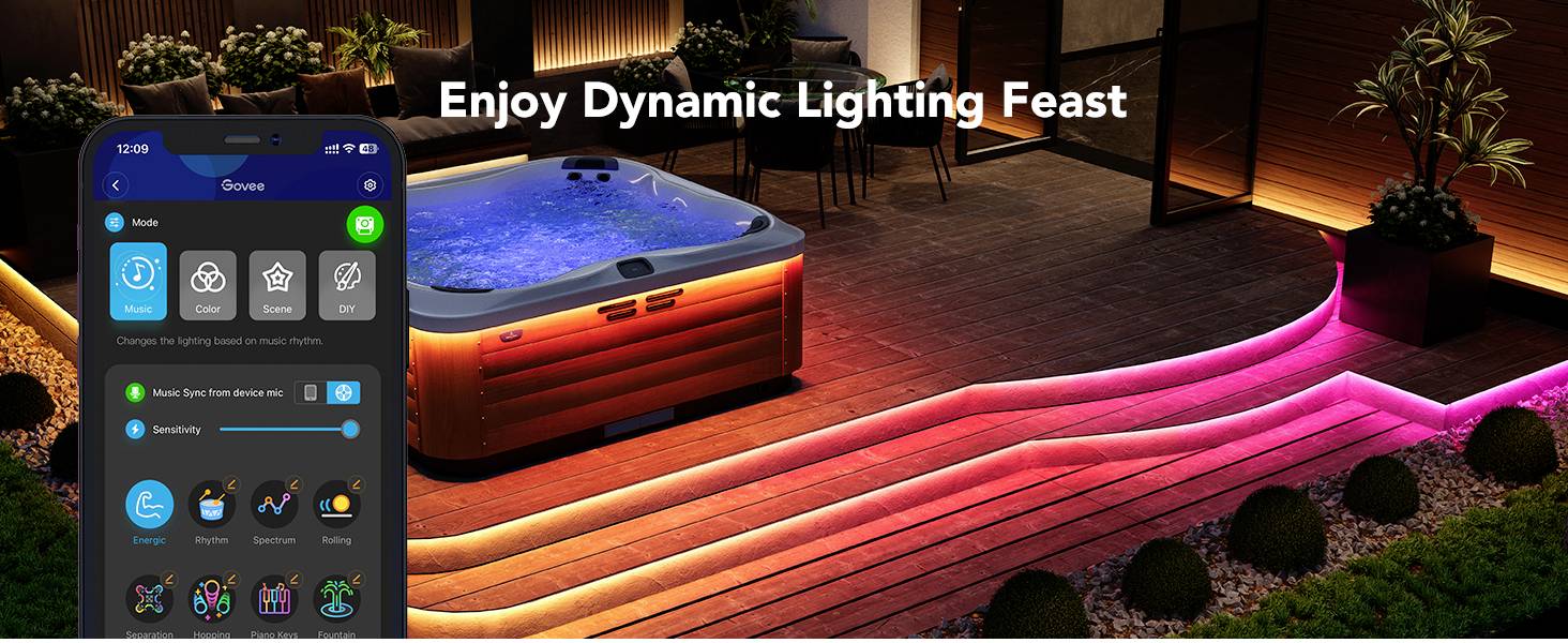 Govee LED Phantasy Outdoor Strip Light 10 Meter H70A13D1 LED-Lichtband 36V 10m RGB 1St.