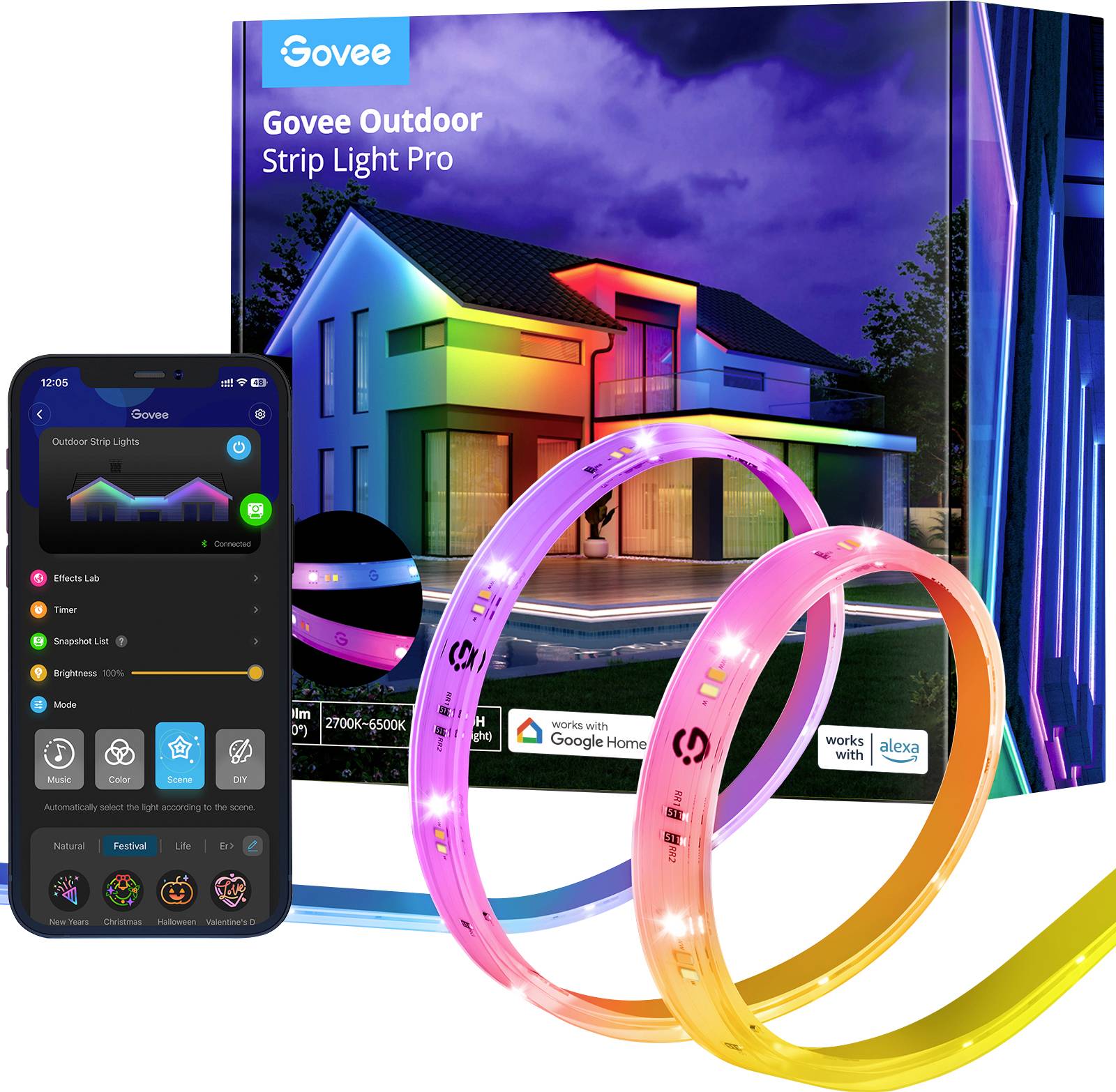 Govee LED Phantasy Outdoor Strip Light 10 Meter H70A13D1 LED-Lichtband 36 V 10 m RGB 1 St.