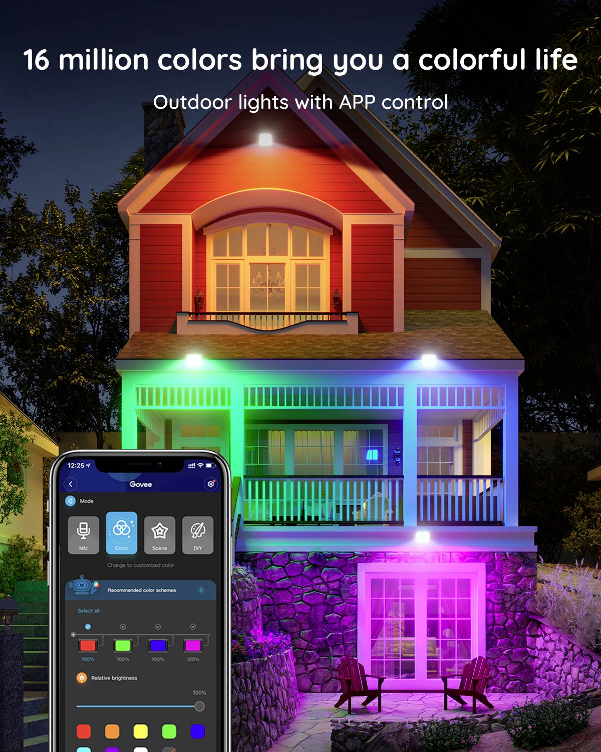 Govee LED Smart Outdoor Flood Lights 4 Pack H7060312 Effektleuchte 24 W RGB