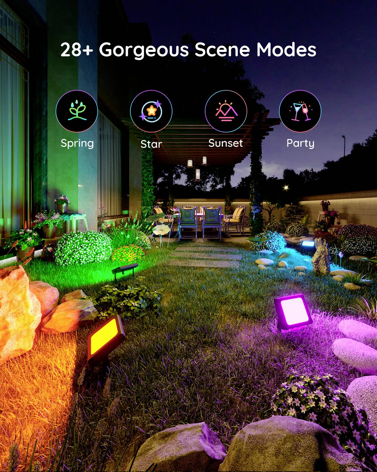 Govee LED Smart Outdoor Flood Lights 4 Pack H7060312 Effektleuchte 24 W RGB