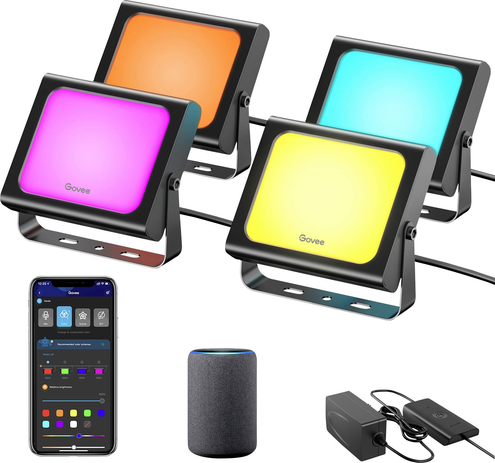 Govee LED Smart Outdoor Flood Lights 4 Pack H7060312 Effektleuchte 24 W RGB