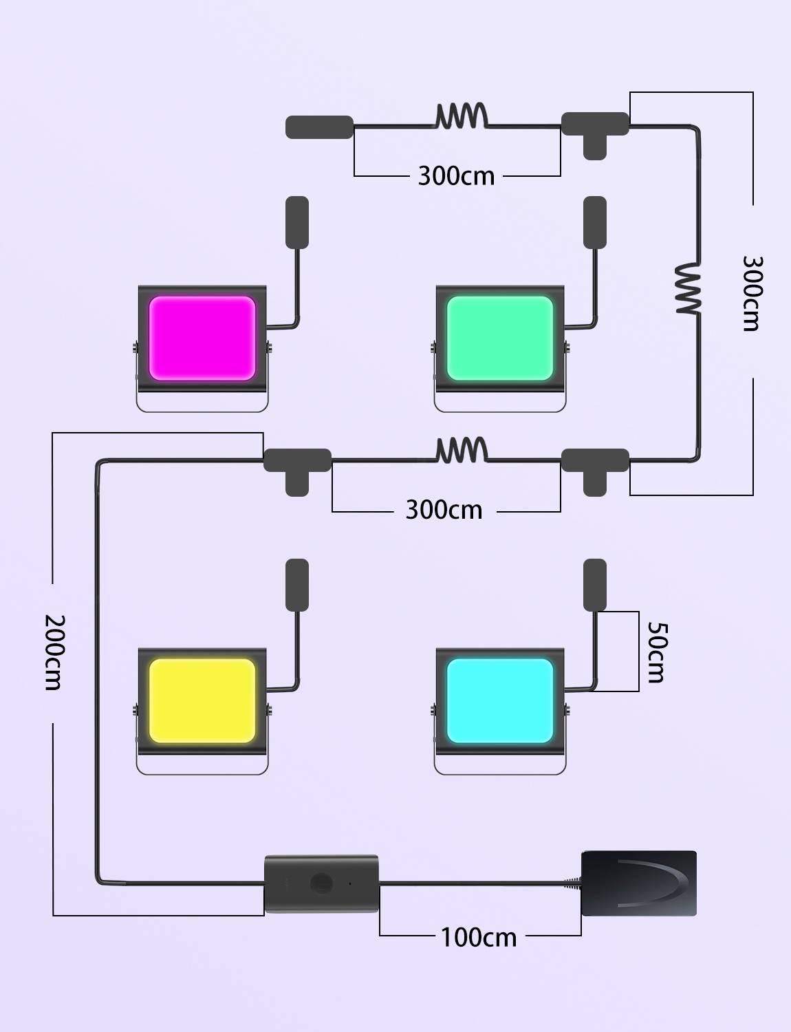 Govee LED Smart Outdoor Flood Lights 4 Pack H7060312 Effektleuchte 24 W RGB