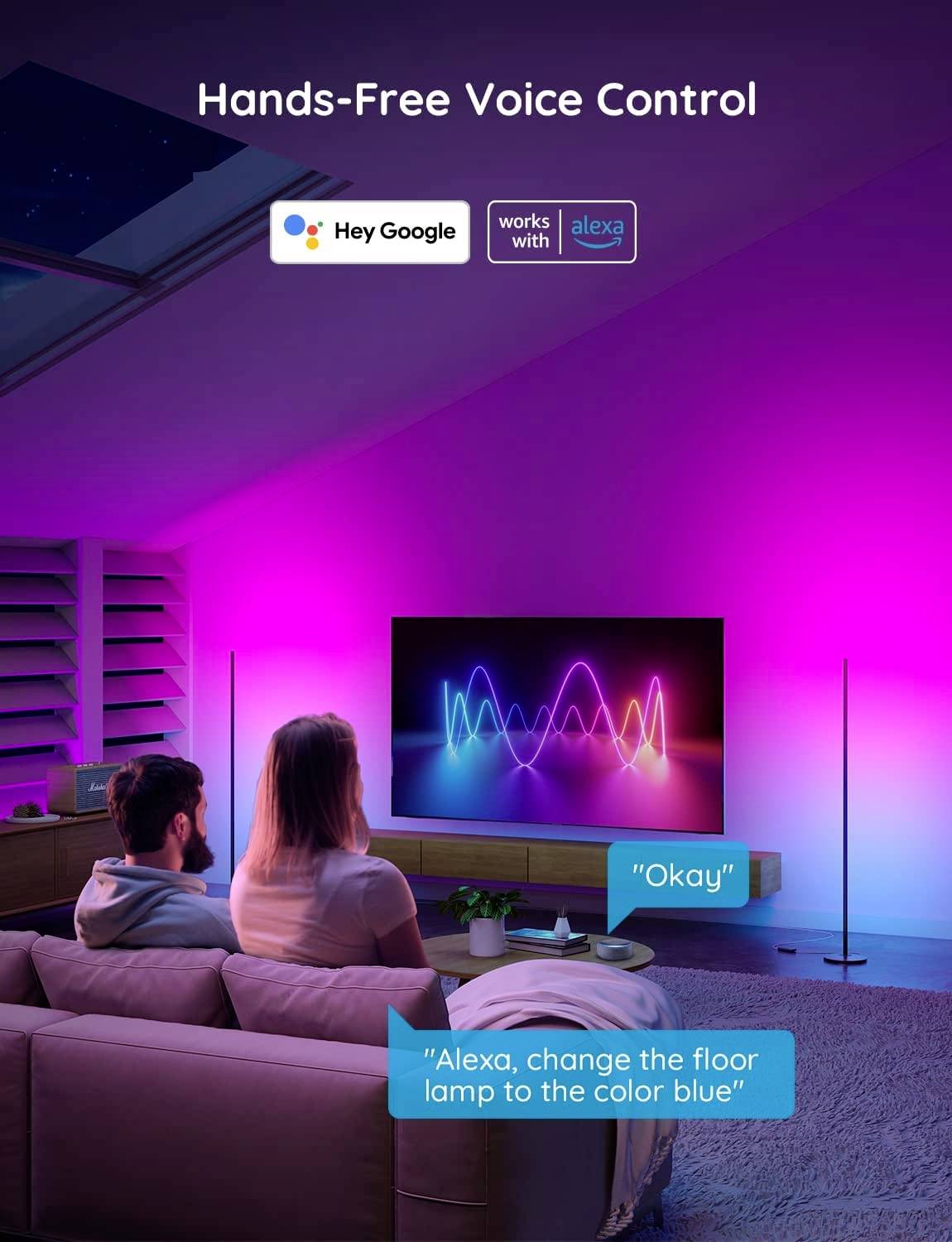 Govee Smart Corner Floor Lamp H6076312 LED-Stehlampe EEK: G (A - G) 24W LED Schwarz