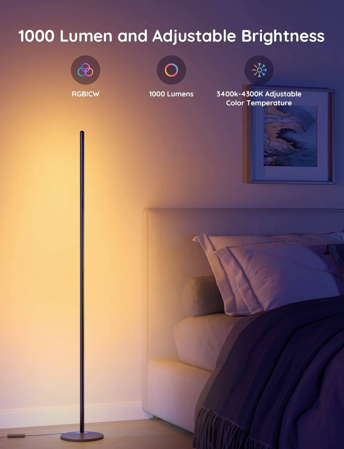 Govee Smart Corner Floor Lamp H6076312 LED-Stehlampe EEK: G (A - G) 24W LED Schwarz