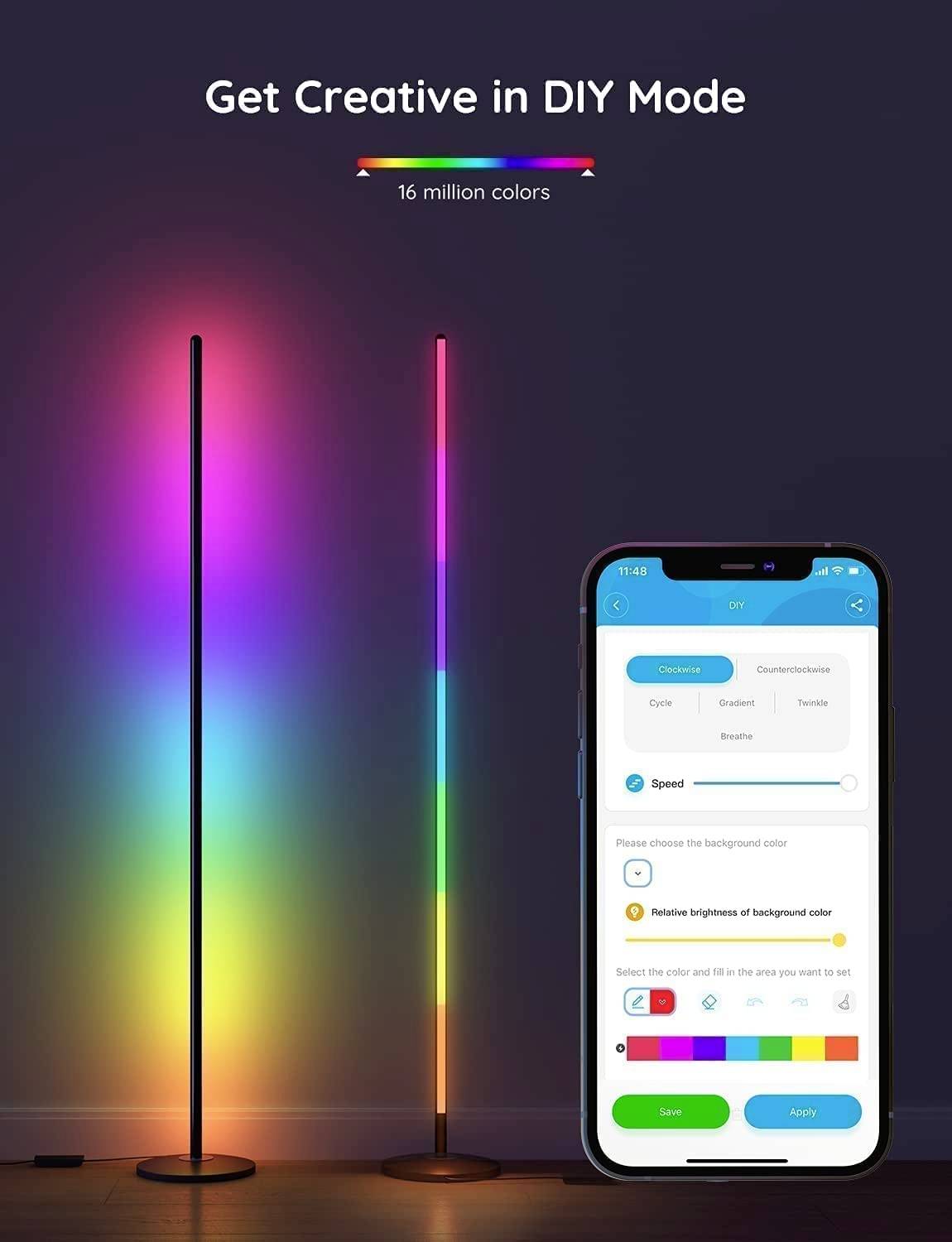 Govee Smart Corner Floor Lamp H6076312 LED-Stehlampe EEK: G (A - G) 24W LED Schwarz