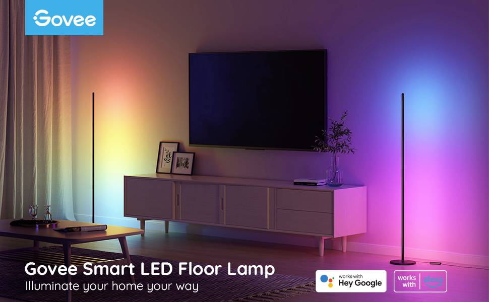 Govee Smart Corner Floor Lamp H6076312 LED-Stehlampe EEK: G (A - G) 24W LED Schwarz