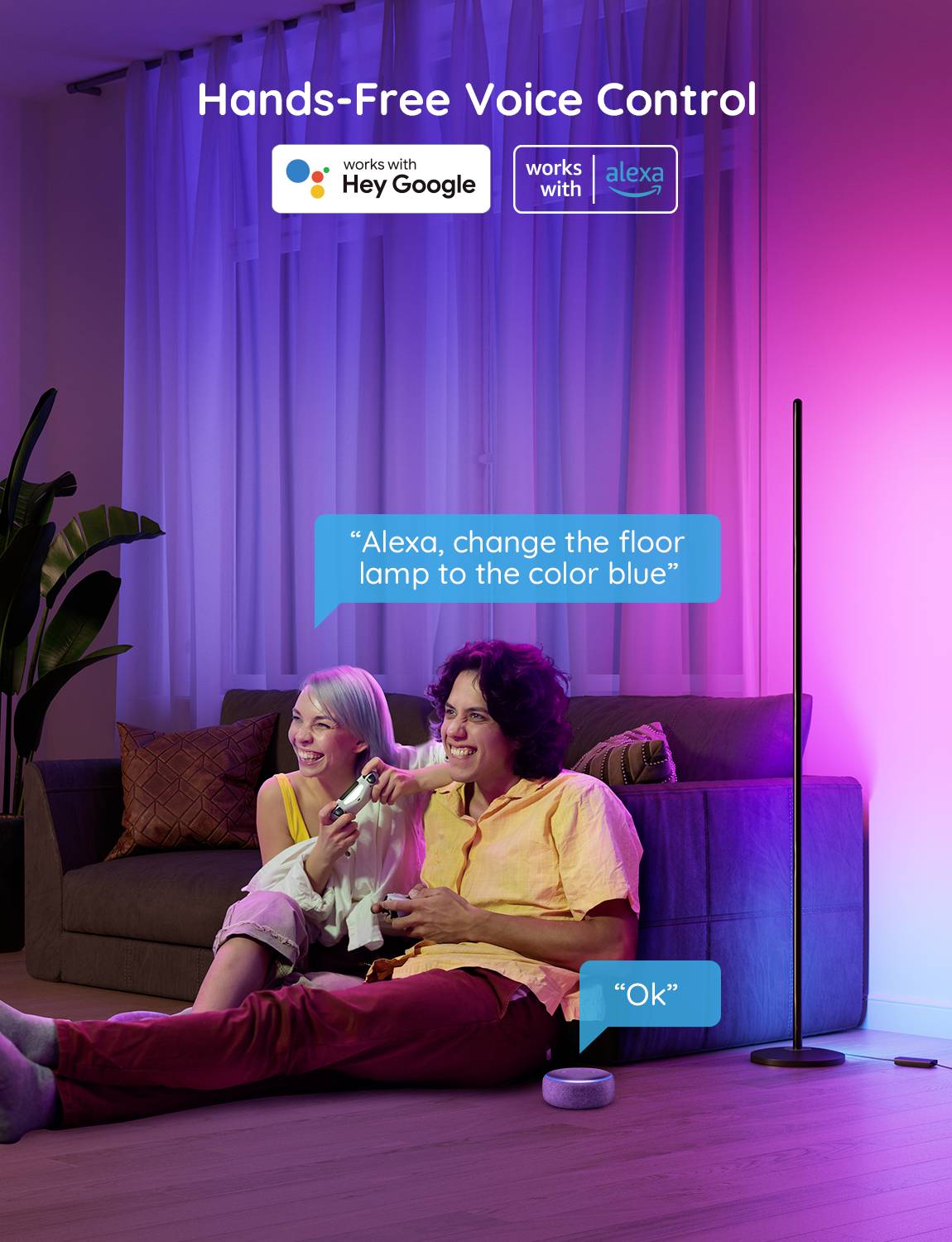 Govee Smart Corner Floor Lamp H6076312 LED-Stehlampe EEK: G (A - G) 24W LED Schwarz