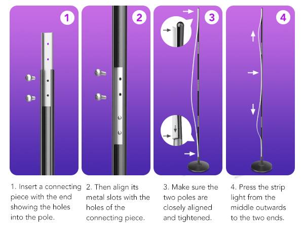 Govee Smart Corner Floor Lamp H6076312 LED-Stehlampe EEK: G (A - G) 24W LED Schwarz