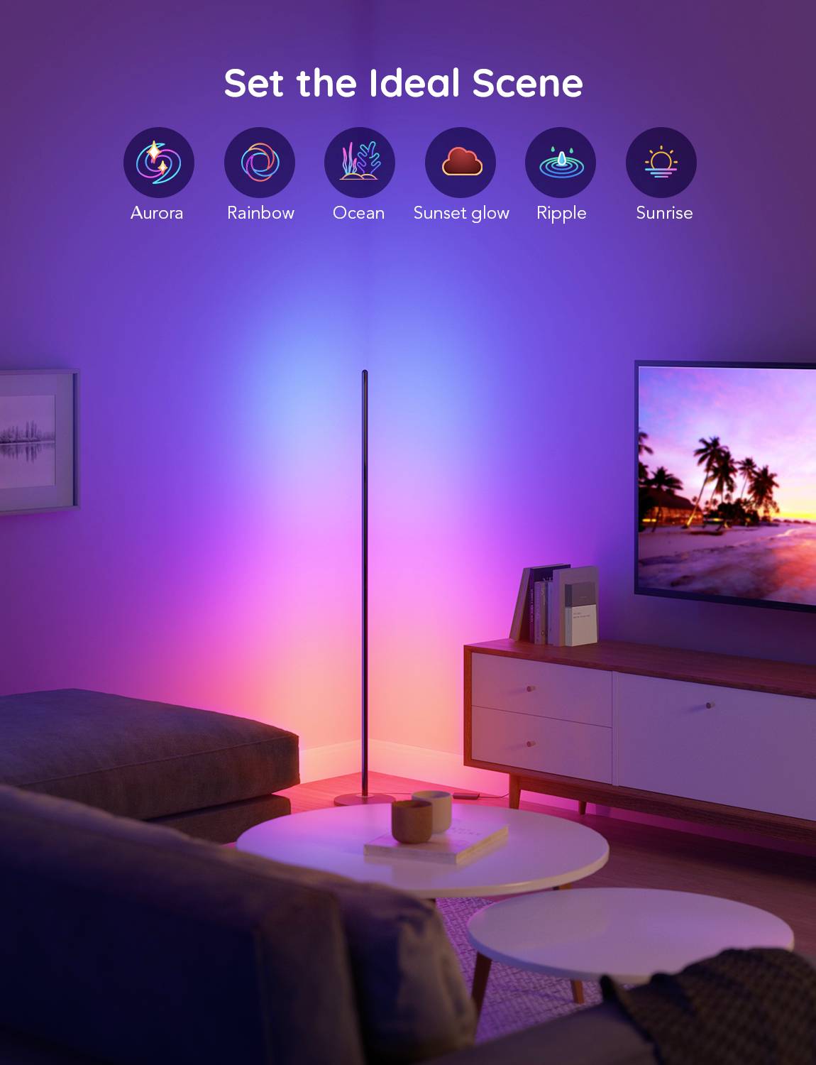 Govee Smart Corner Floor Lamp H6076312 LED-Stehlampe EEK: G (A - G) 24W LED Schwarz