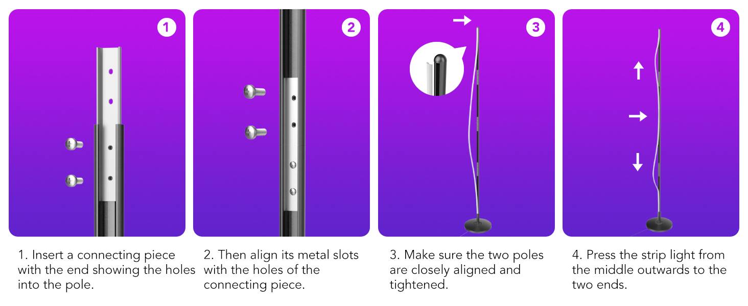 Govee Smart Corner Floor Lamp H6076312 LED-Stehlampe EEK: G (A - G) 24W LED Schwarz