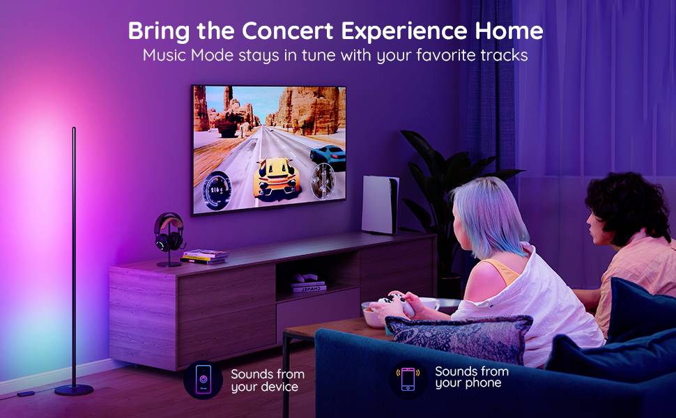 Govee Smart Corner Floor Lamp H6076312 LED-Stehlampe EEK: G (A - G) 24W LED Schwarz